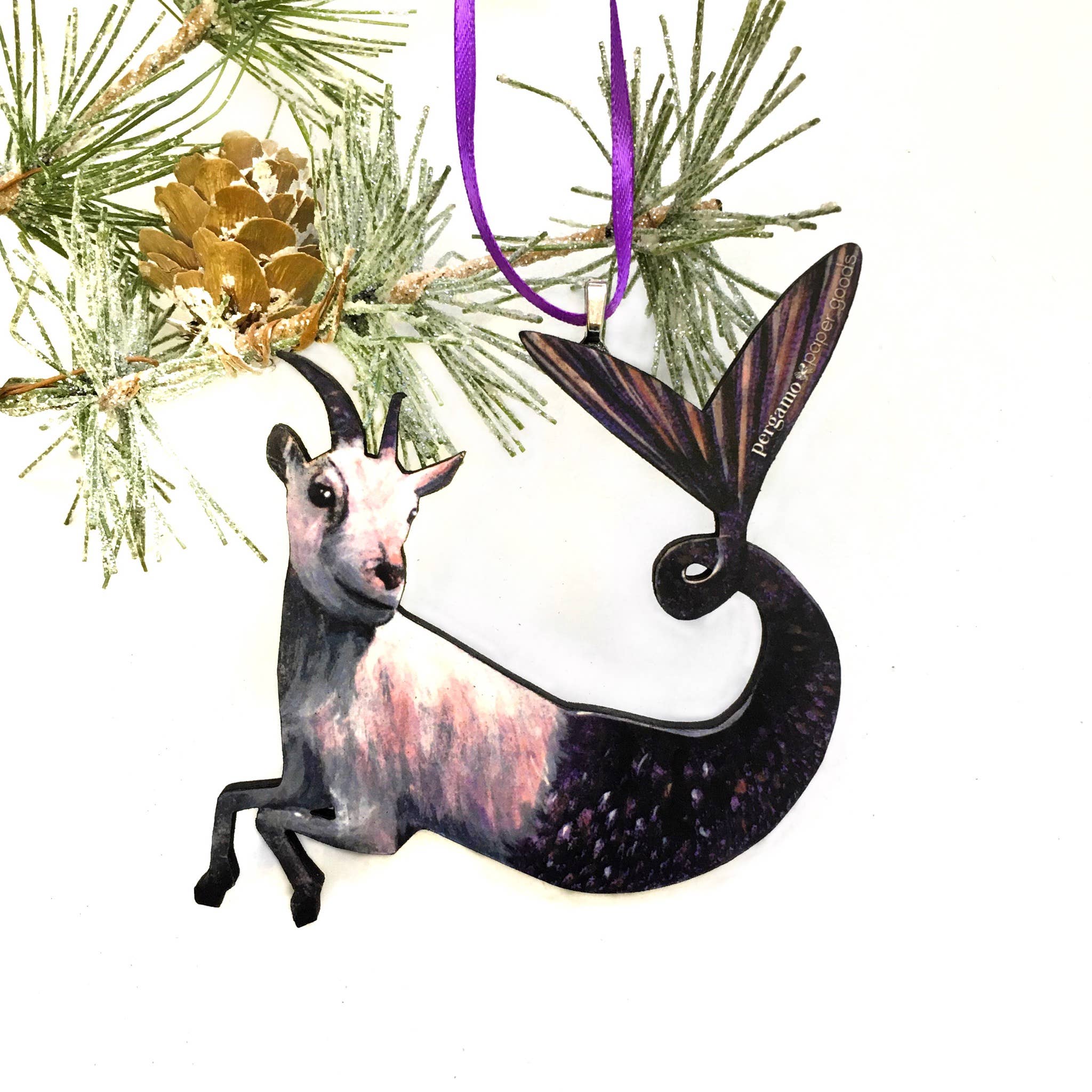 Mermaid Goat Christmas Ornament - Out of the Blue
