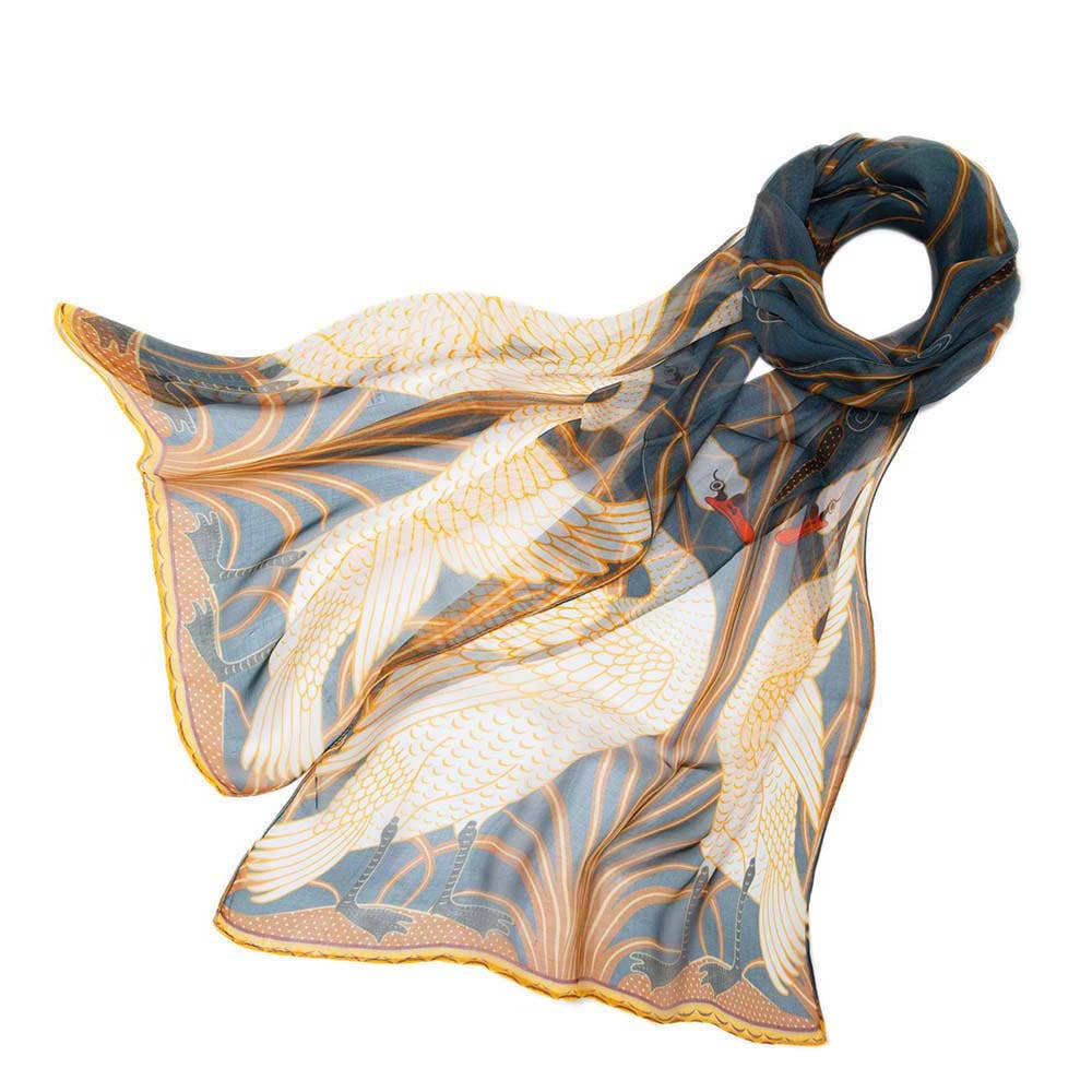 Swan Silk Scarf - Out of the Blue