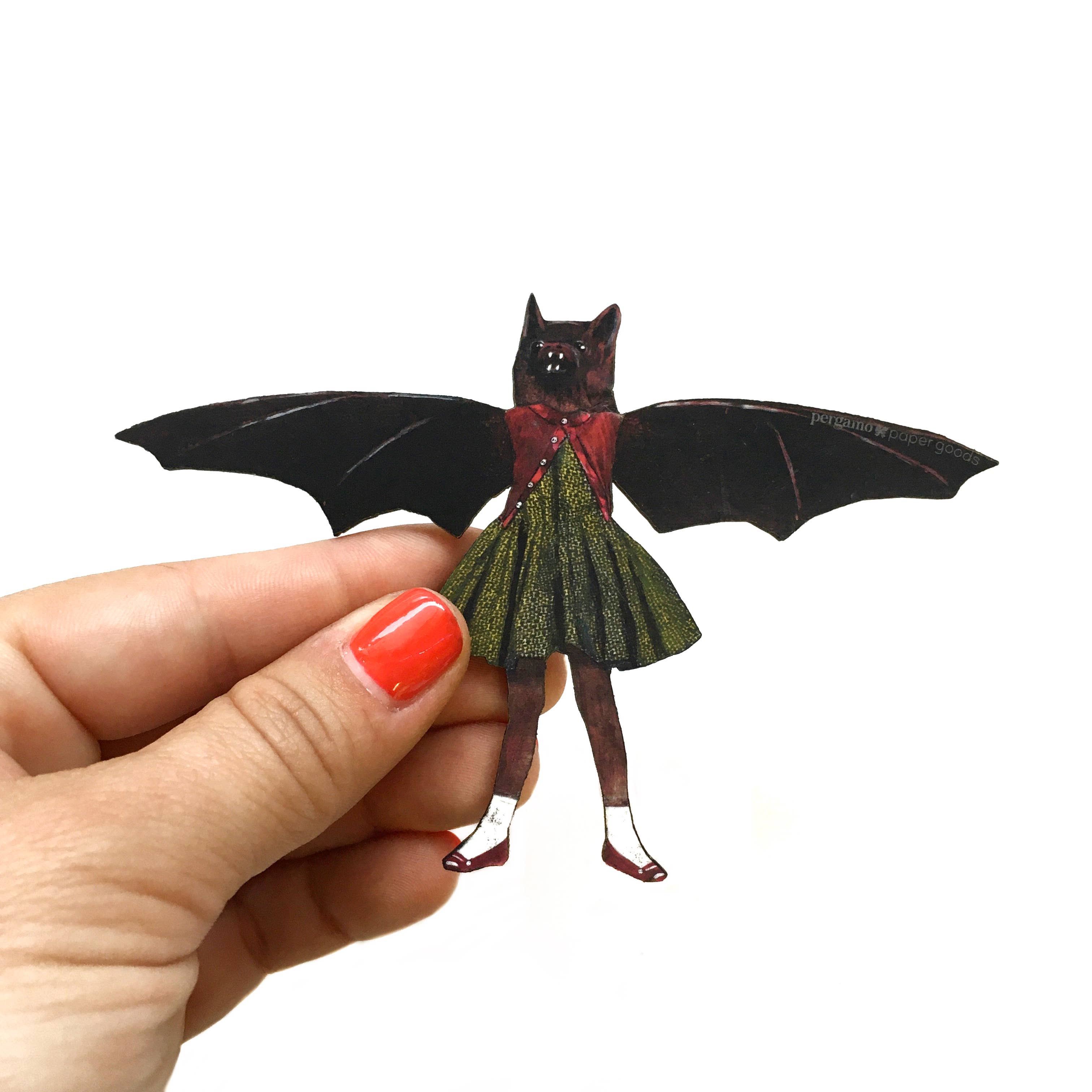 Bat Girl Laser Cut Wood Magnet - Out of the Blue