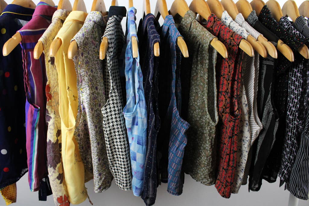 Upcycled Top - Sleeveless Cropped Button-Up Blouse - Out of the Blue