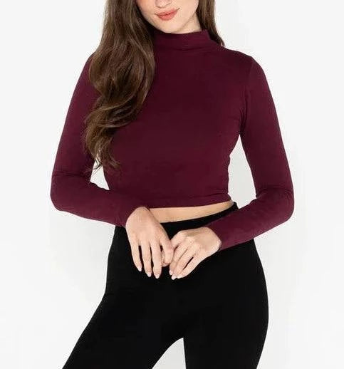 CROP MOCK NECK BAMBOO - Out of the Blue