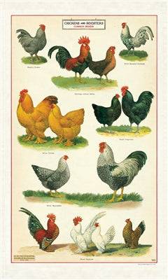 CHICKENS & ROOSTERS TEA TOWEL - Out of the Blue