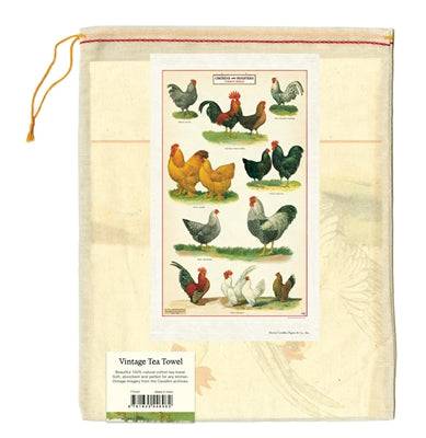 CHICKENS & ROOSTERS TEA TOWEL - Out of the Blue