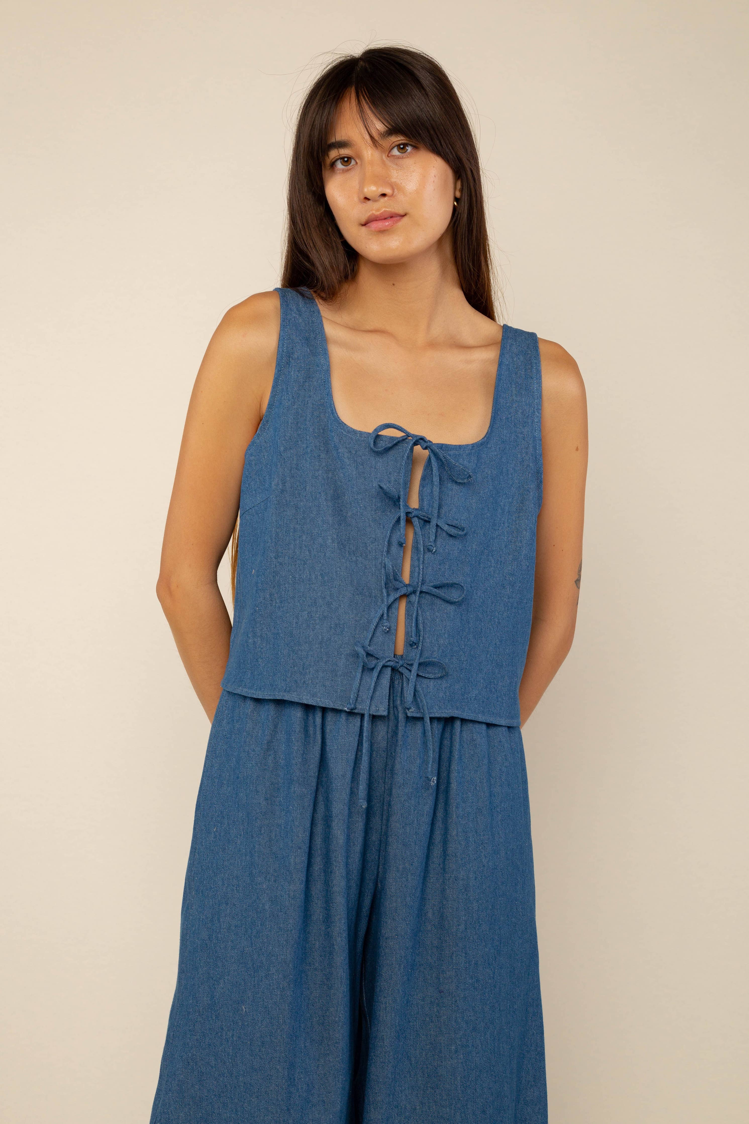 Denim Tie Top - Out of the Blue