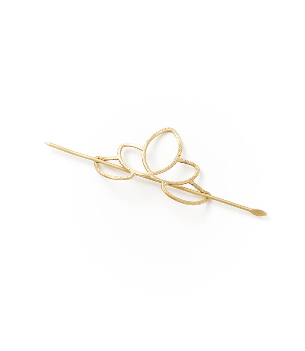 Kairavini Lotus Hair Slide with Stick - Gold - Out of the Blue