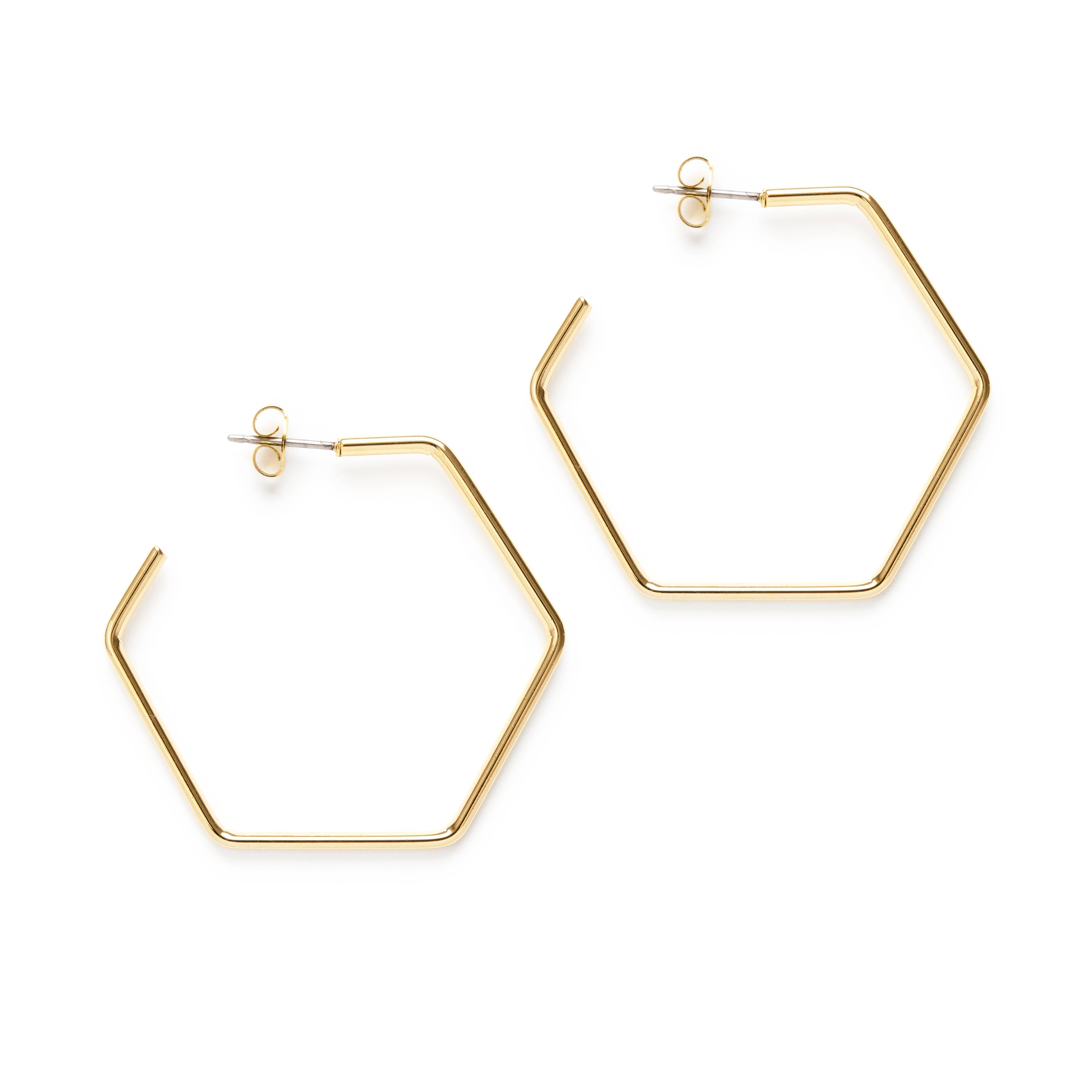 Hexagon Hoop Earrings - Out of the Blue