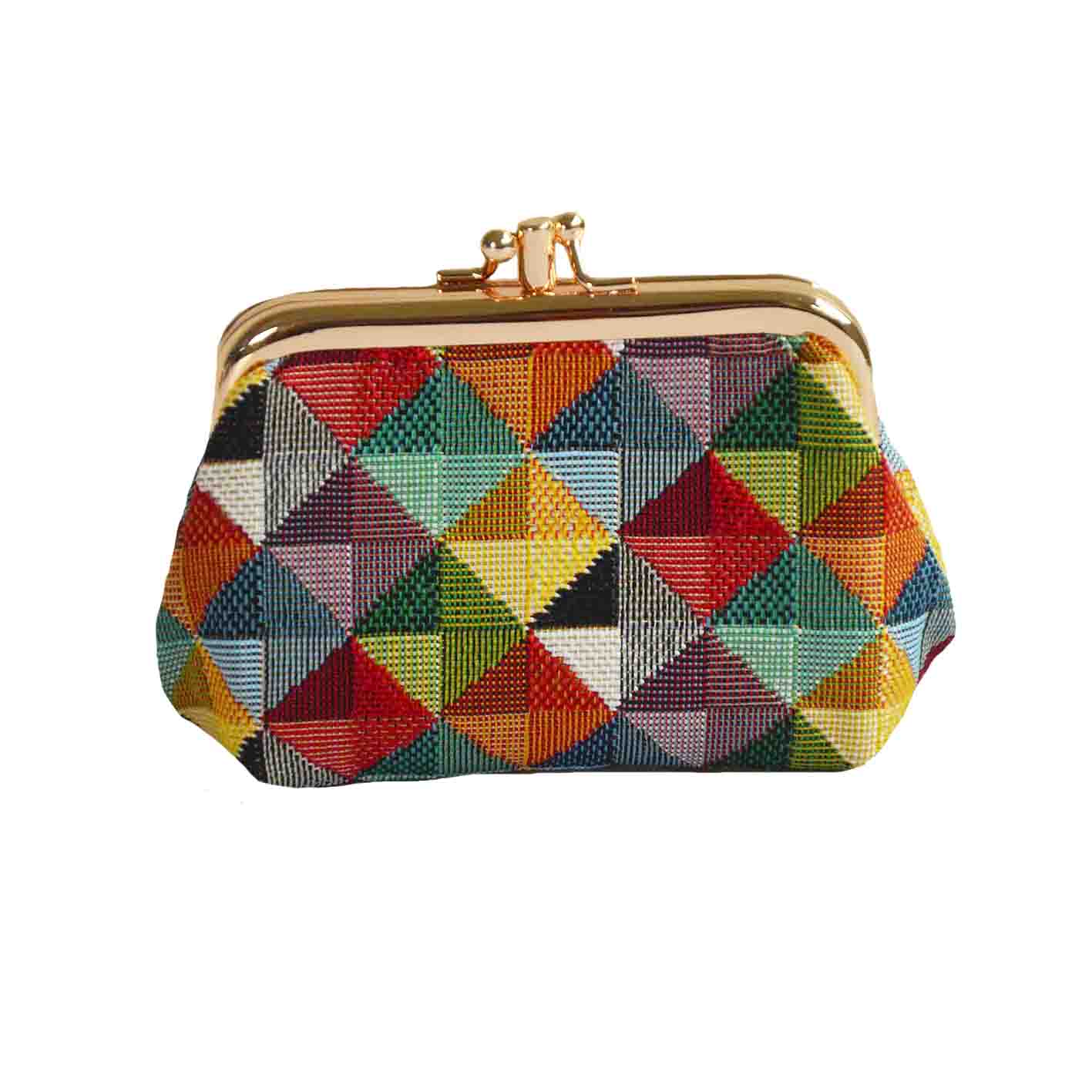 FRMP-MTRI | MULTICOLOR TRIANGLE COIN CLASP FRAME PURSE WALLET - Out of the Blue
